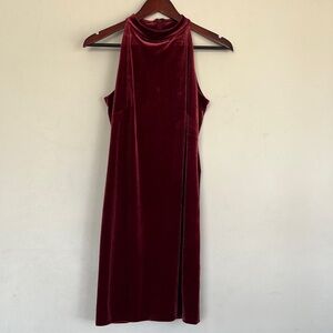 White House black marker red wine high neck velvet dress size 2